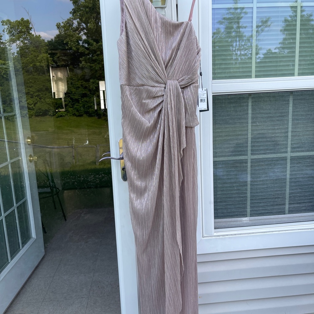 Adrianna Papell Stardust Pleated Draped Gown